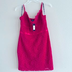 City Chic 14 14W XS sexy bright pink lace bodice form fitting